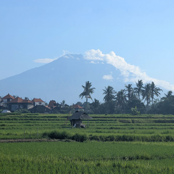 Mountain View in front of Ayutyas Holistic Healing Home Sukawati - Tarot, Sound Healing, Yin and Hatha Yoga